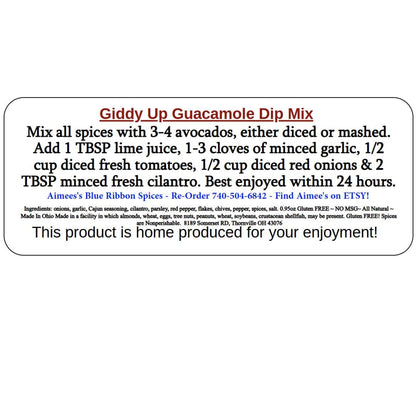 Giddy UP! Guacamole**  Popular Spice Seasoning Mix