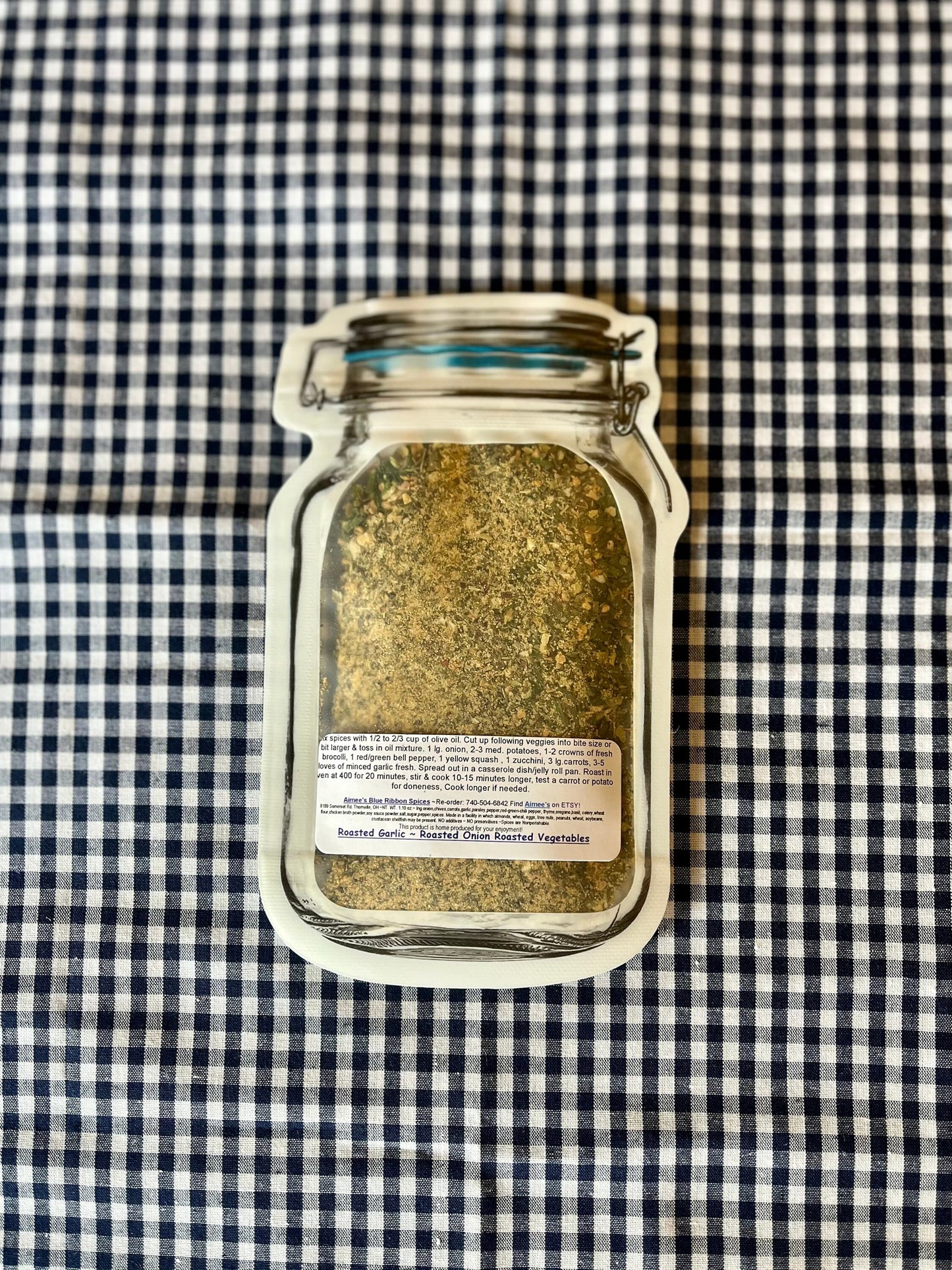 Roasted Garlic, Roasted Onion & Roasted Vegetables Spice Mix Seasonings Spices are Gluten Free Fresh Veggies Herbs Makes Large Family Recipe