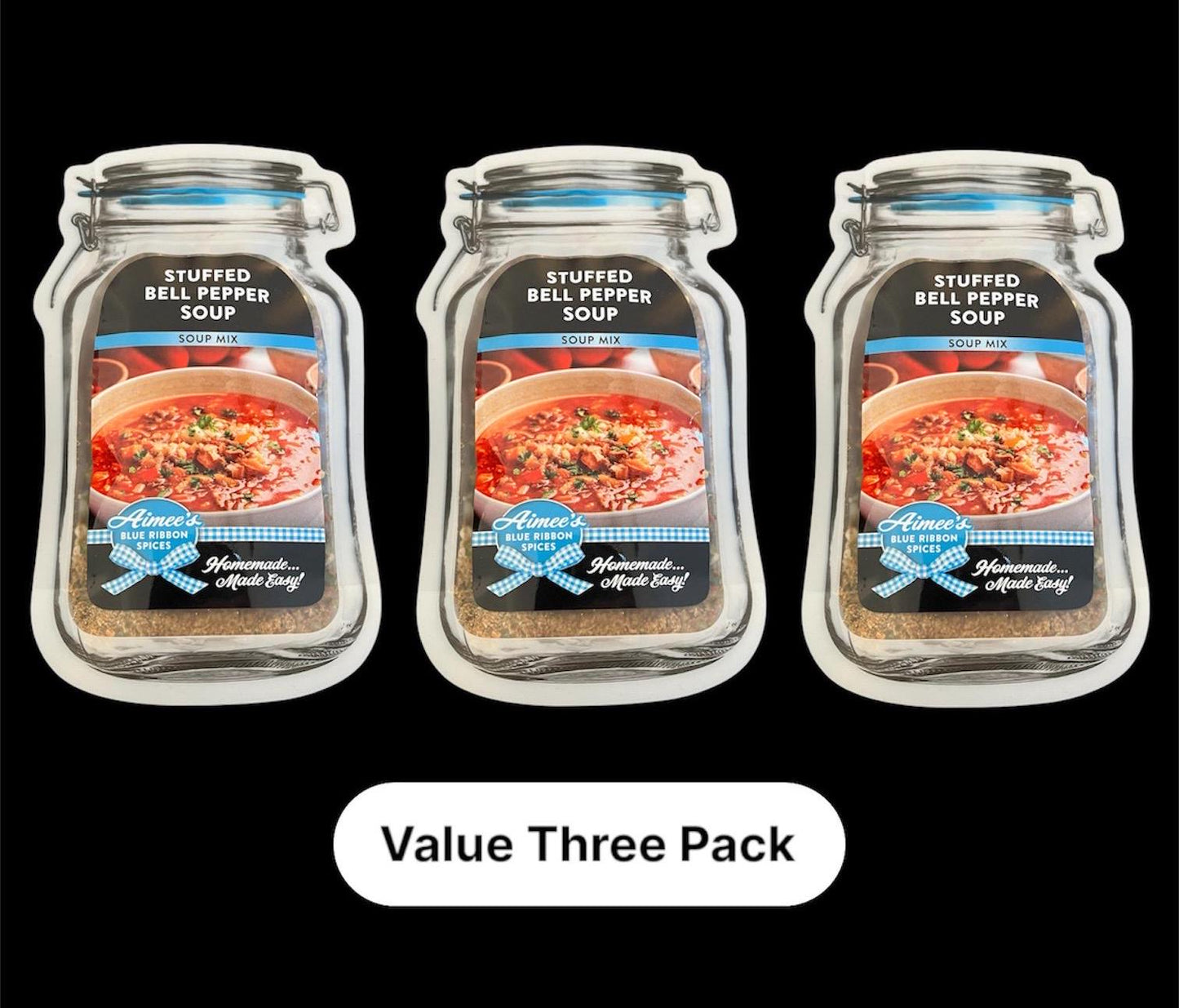 Stuffed Bell Pepper Soup Seasoning Spice Mixes Value 3 Pack Bulk Savings Hearty Family Size Meal - Rice - Red and Green Bell Peppers - YUM!