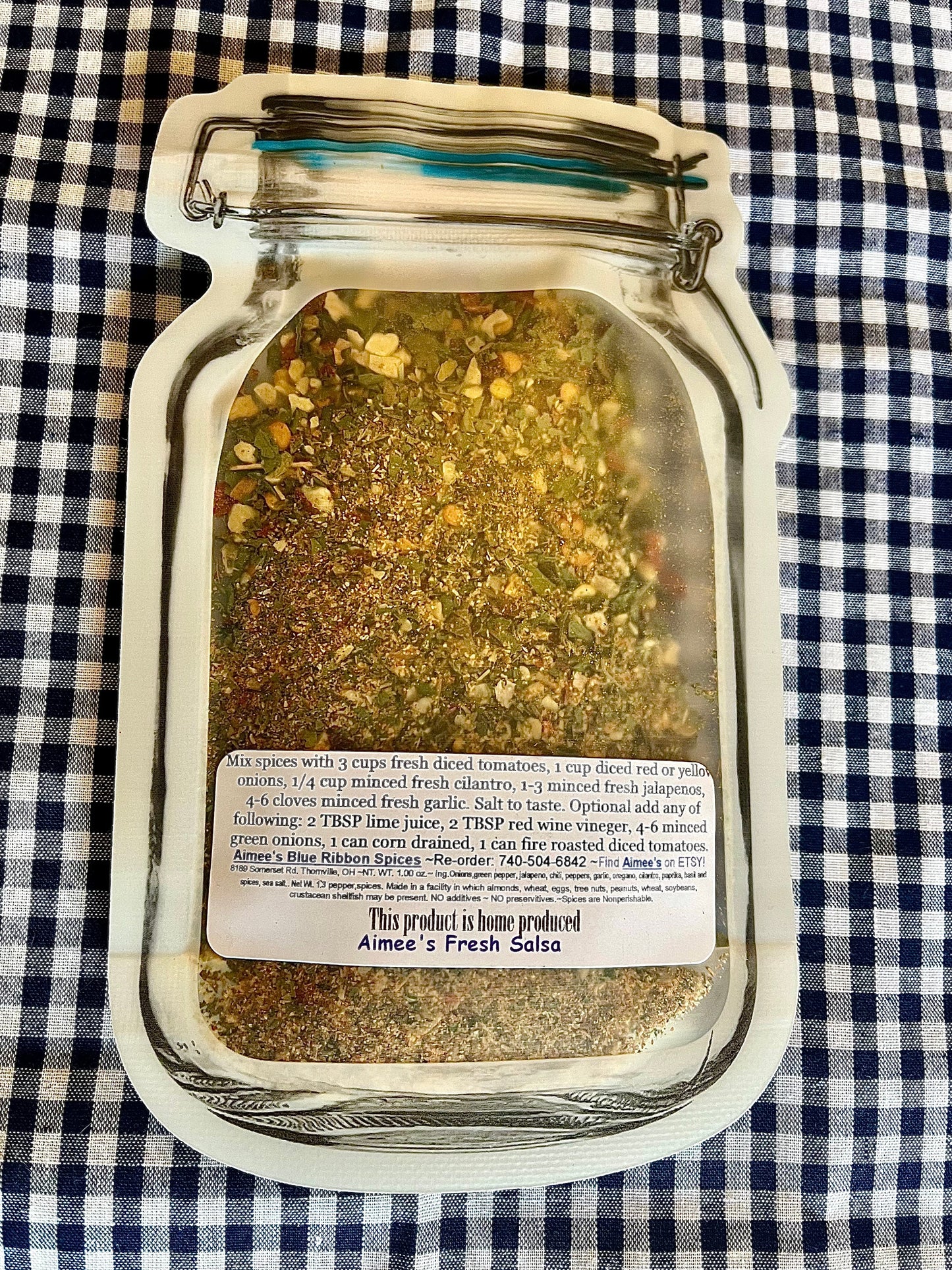 Aimee’s Fresh Salsa Spice Seasoning Mix Homemade Salsa - Fresh - Tomatoes - Cilantro - Onions - Tortilla Chip Dip - Nachos -Layered Taco Dip