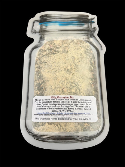 Dill Cucumber Dip** Spice Seasoning Mix (NO SALT Version) Chip Dip - Garden Cucumbers - Sour Cream-  Gluten FREE! - Fresh Tasting-Veggie dip