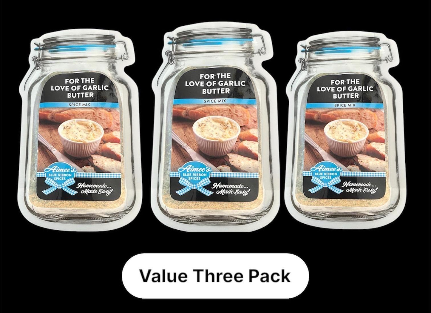For The Love Of GARLIC Butter Spice Seasoning Mixes "Value 3 Pack Bulk Savings”~Garlic Bread ~Garlic Lovers Dream Great for Gift Giving