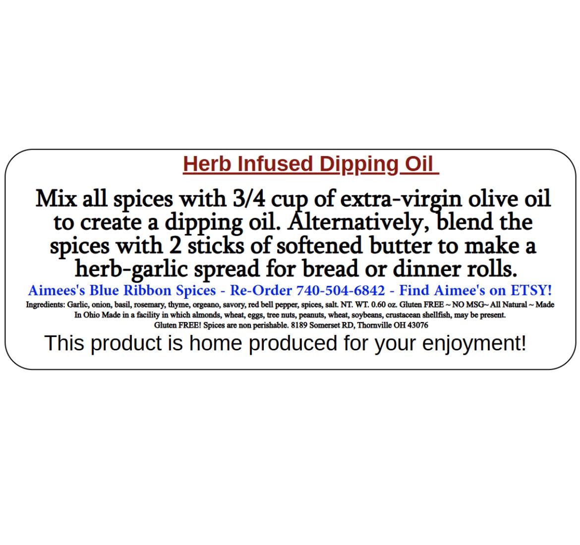 Herb Infused Dipping Oil or Herb Butter Spread ~3 Pack Bulk Spice Seasonings Mixes ~Olive Oil~Great for Gift Giving~ French Bread Sour Dough