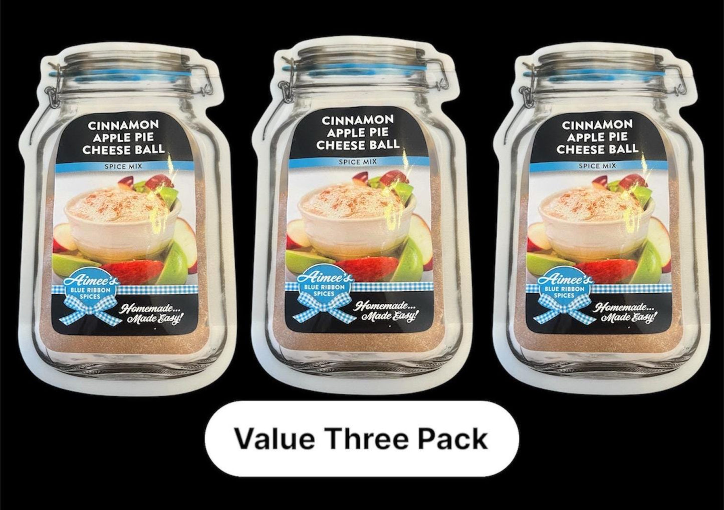 Cinnamon Apple Pie Cheese Ball Spice Seasoning Mixes Value 3 Pack Bulk Savings Makes a LARGE Cheese Ball~LYND Honey Crisp Great Gift Giving