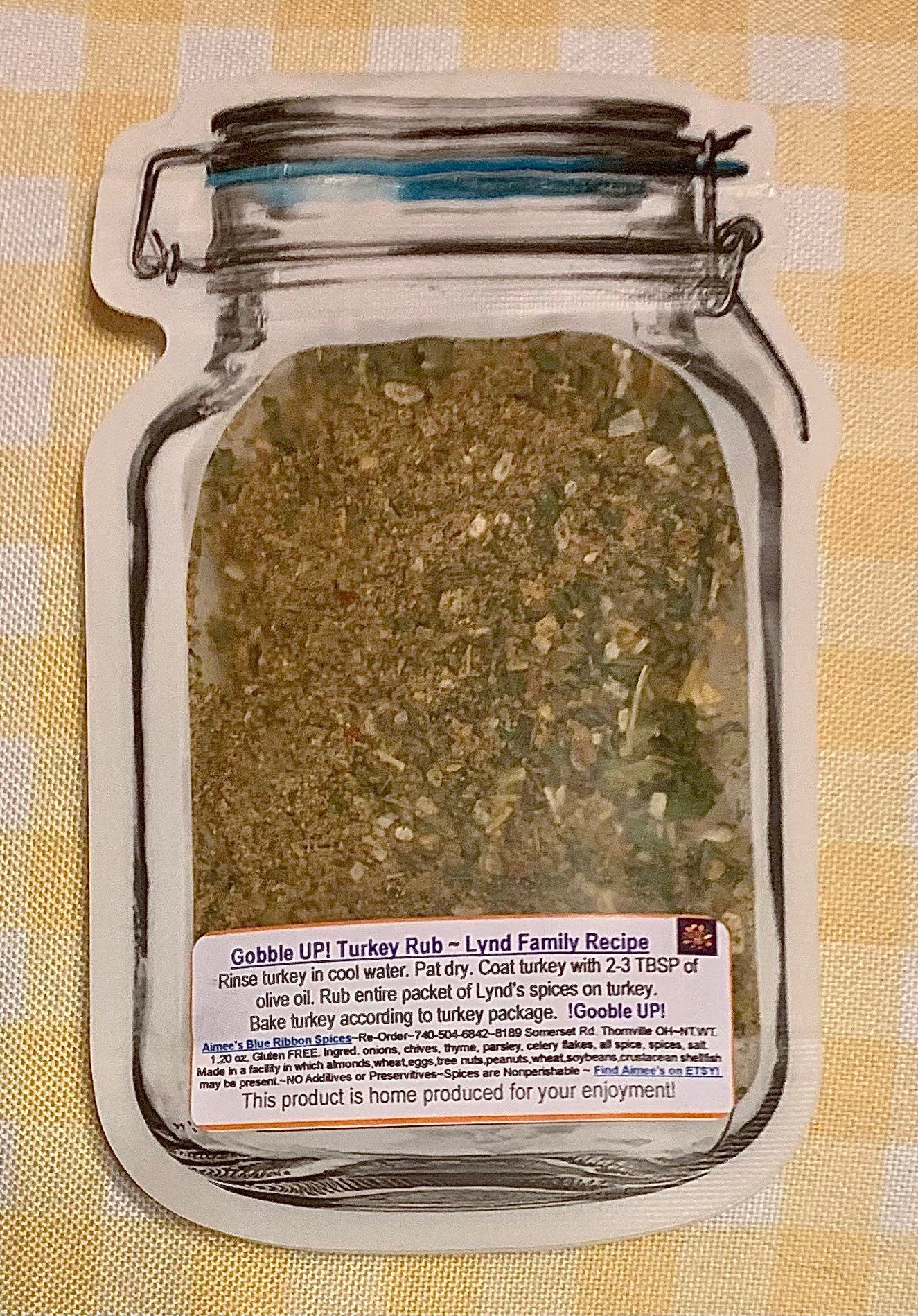 Gobble Up Turkey Rub Spice Seasoning Mix ~ Thanksgiving Meal ~ Poultry Seasonings ~ Family Meal Recipe ~Great for Gift Giving~Dry Spice Mix