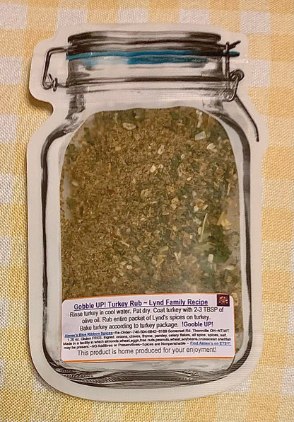 Gobble Up Turkey Rub Spice Seasoning Mix ~ Thanksgiving Meal ~ Poultry Seasonings ~ Family Meal Recipe ~Great for Gift Giving~Dry Spice Mix