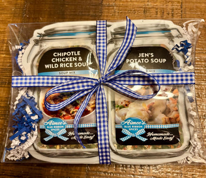Soup Lovers 4 Pack Spice Mixes Favorites Gift Wrapped ~ 4 Packets of Jens Potato, Chipotle Chicken, Caramelized Onion, Stuffed Bell Pepper
