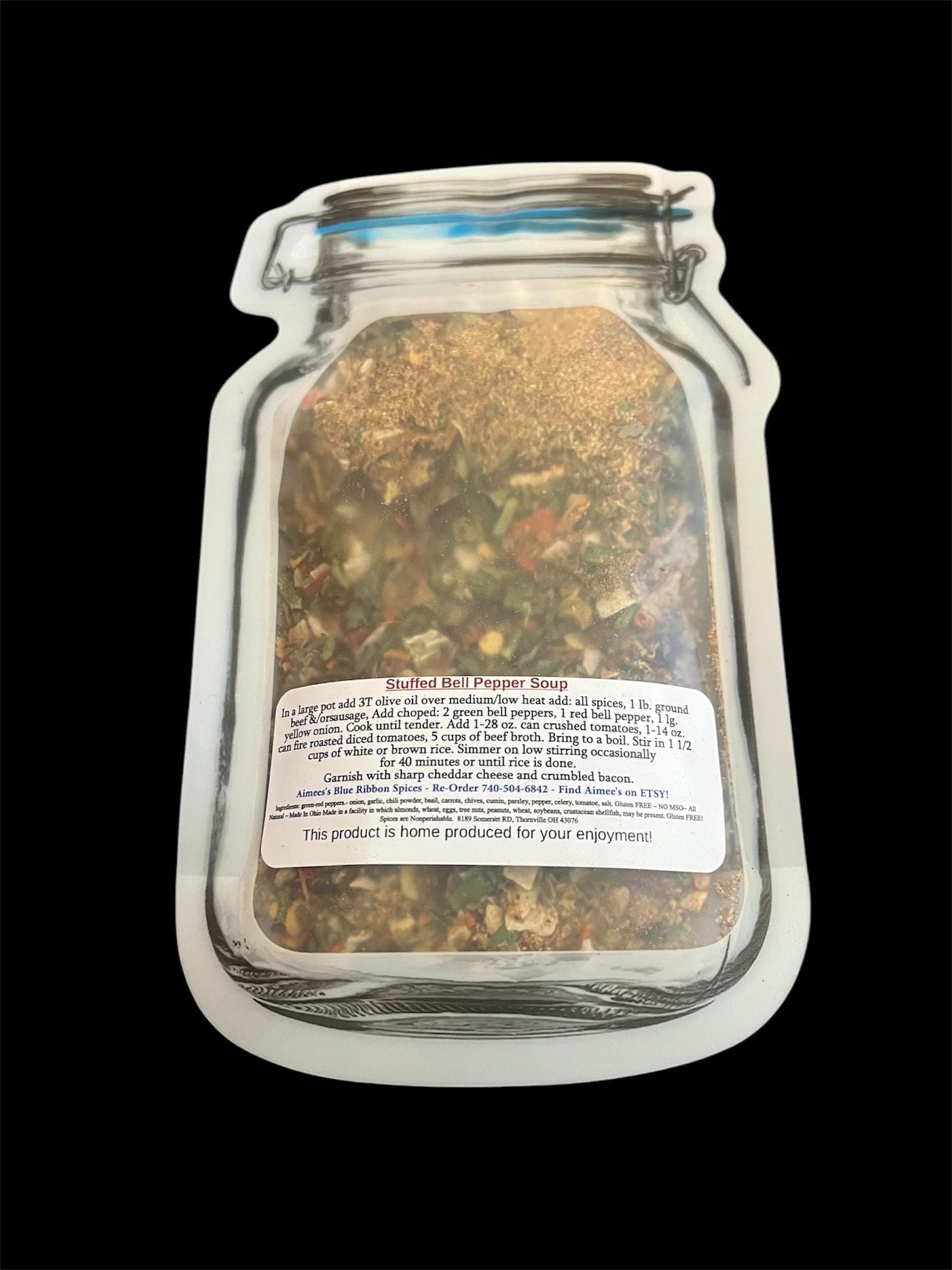 Stuffed Bell Pepper Soup Comfort Food Spice Seasoning Mix~Great for Gift Giving~Hearty ~Makes a Large Recipe~Family Meal Dinner Bell Peppers