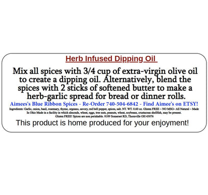Herb Infused Dipping Oil**or Herb Butter Spread** Spice Seasoning Mix- Spices are Gluten Free - Italian - EASY - Popular - Meat Marinade YUM