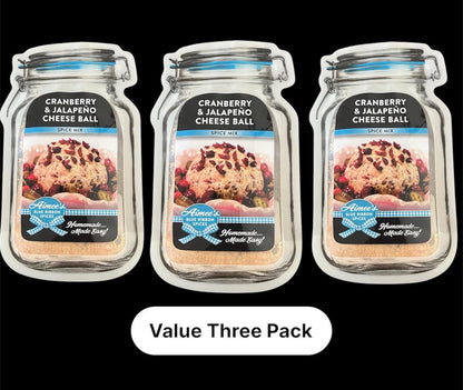 Cranberry & Jalapeño Cheese Ball Spice Seasoning Mixes "Value 3 Pack Bulk Savings” Sweet Heat ~ TOP Seller ~ Perfect Gift ~ Party Dip Spread