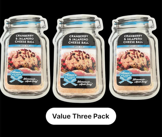Cranberry & Jalapeño Cheese Ball Spice Seasoning Mixes "Value 3 Pack Bulk Savings” Sweet Heat ~ TOP Seller ~ Perfect Gift ~ Party Dip Spread