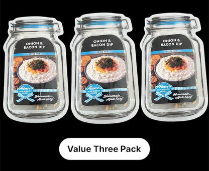 Onion and Bacon Dip Spice Seasoning Mixes Value 3 Pack Bulk Savings Chip Dip - 3 Dip Packets - Party Dip - Appetizer-Gift Giving-Gluten FREE