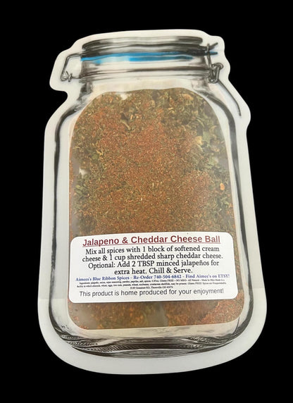 Jalapeno & Cheddar Cheese Ball** Spice Seasoning Mix -Party Appetizer Favorite -Spices are Gluten Free Large Cheese Ball - Perfectly Spicy