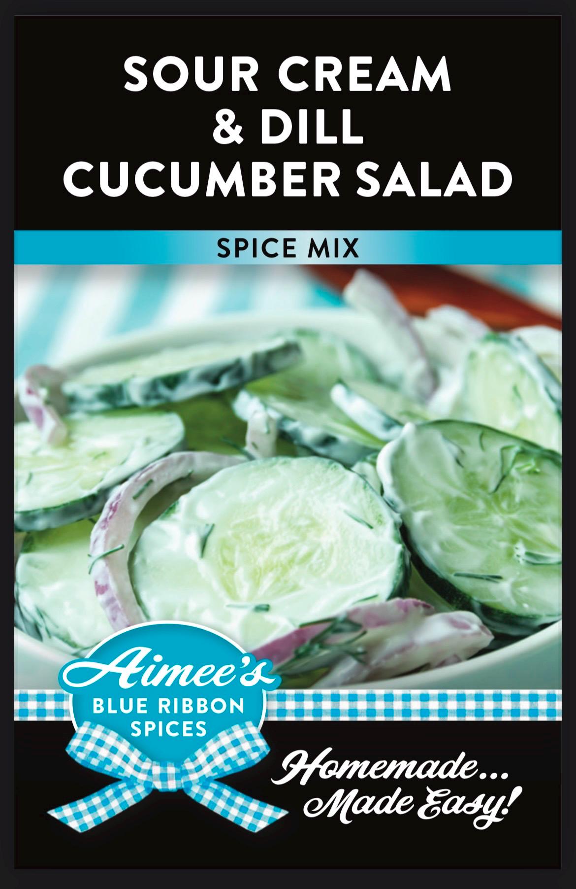 Sour Cream and Dill Cucumber Salad Spice Seasoning Mix - Fresh Cucumbers- Creamy Summer Garden Salad - Red Onions - Sour Cream - Dill Ranch