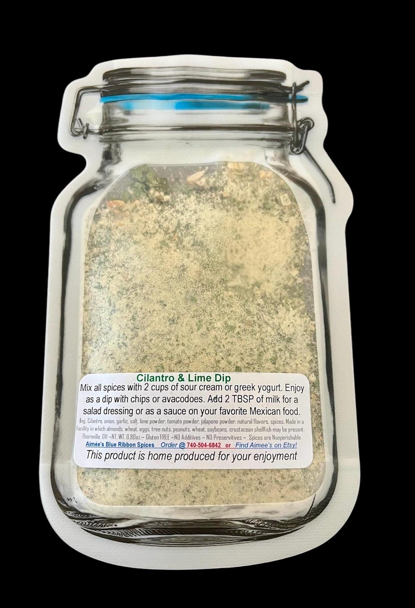 Cilantro & Lime Dip Spice Seasoning Mix~ Tortilla Chip Dip ~ Vegetable Dip Mix ~ Mexican Dressing ~ Taco Sauce Topping ~ Creamy Goodness ~