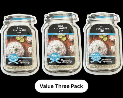 Dill Cucumber Dip Spice Mixes "Value 3 Pack Bulk Savings" Chip & Veggie Dip~Tzatziki Greek Dip~ Fresh Cucumbers~ Creamy Goodness~ Great Gift
