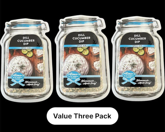Dill Cucumber Dip Spice Mixes "Value 3 Pack Bulk Savings" Chip & Veggie Dip~Tzatziki Greek Dip~ Fresh Cucumbers~ Creamy Goodness~ Great Gift