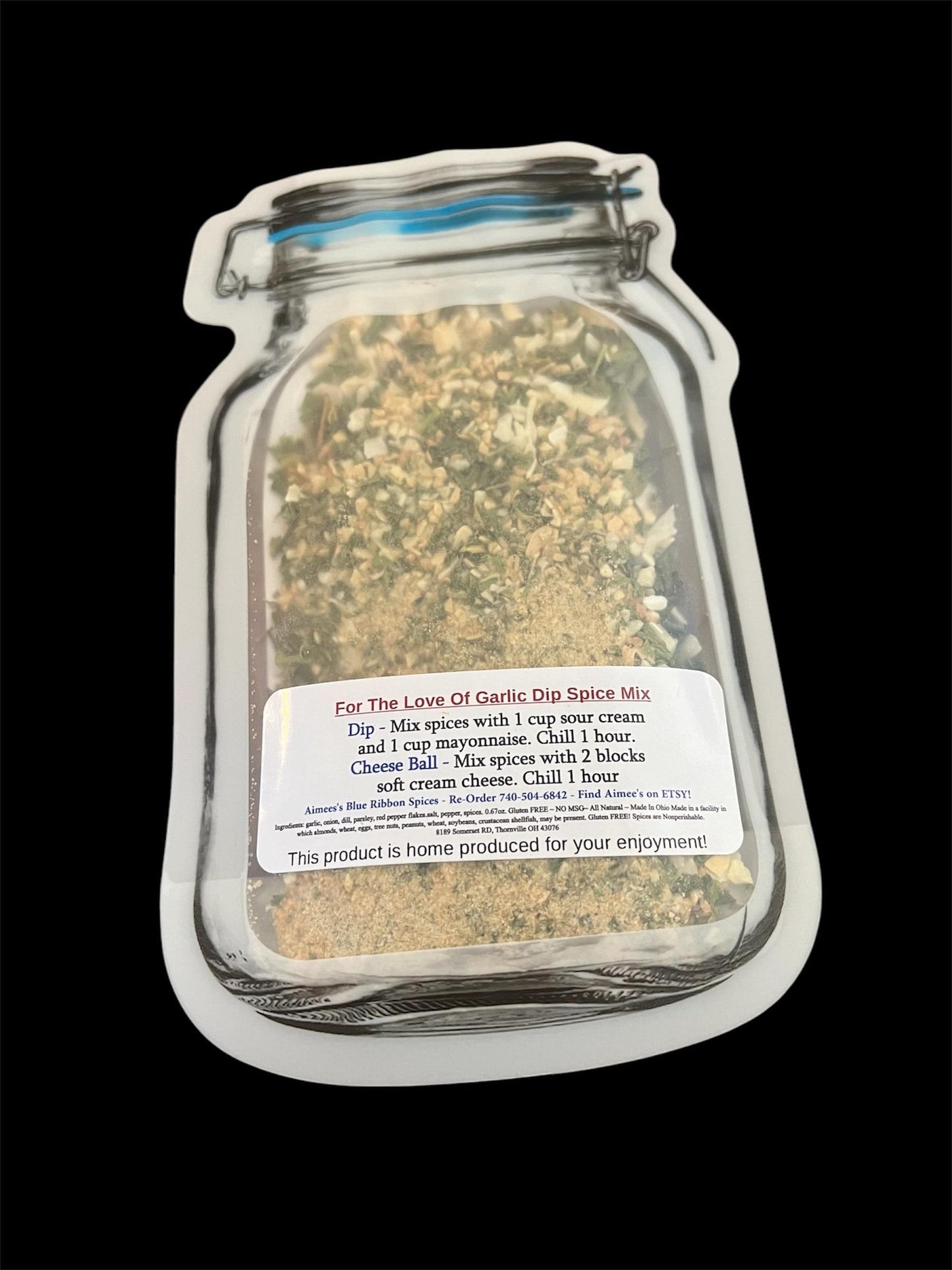 For The Love Of Garlic Dip*Spice Seasoning Mix ~Chip Dip ~Party Favorite Dip ~Appetizer ~Great for Pot locks ~GARLIC Lovers Dream Come True