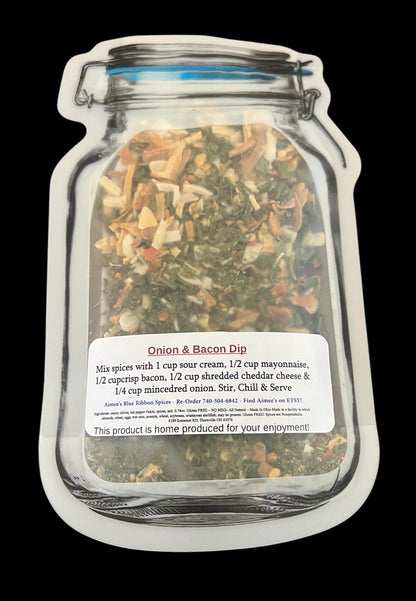 Onion and Bacon Dip** Spice Seasoning Mix (NO SALT) - Chip Dip - Party Dip - Great Gift Idea - Appetizer ~ Gift Basket ~ Sour Cream ~