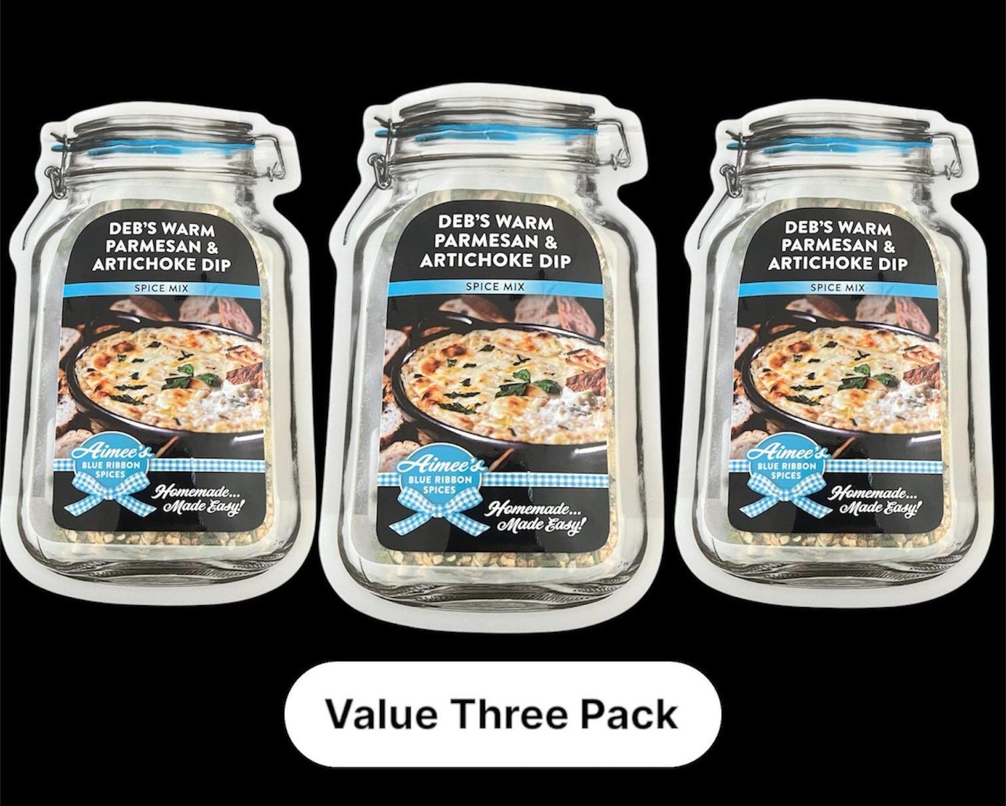 Deb’s Warm Parmesan & Artichoke Dip Spice Mixes "Value Three Pack Bulk Savings 3 Pack!" Spices are Gluten FREE~ Great Gift ~ TOP Seller