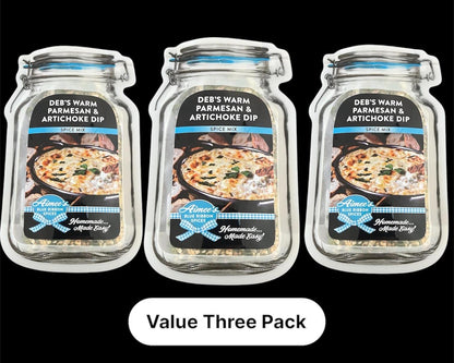 Deb’s Warm Parmesan & Artichoke Dip Spice Mixes "Value Three Pack Bulk Savings 3 Pack!" Spices are Gluten FREE~ Great Gift ~ TOP Seller