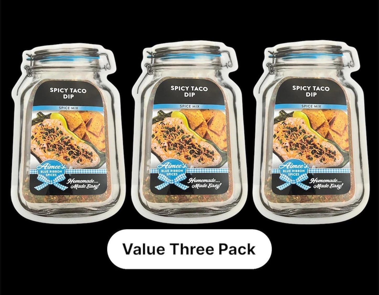 Spicy Taco Dip Spice Seasoning Mixes Value 3 Pack Bulk Savings Taco Tuesday Topping -Tortilla Chip Dip - Layered Taco Party Dip- Gluten FREE