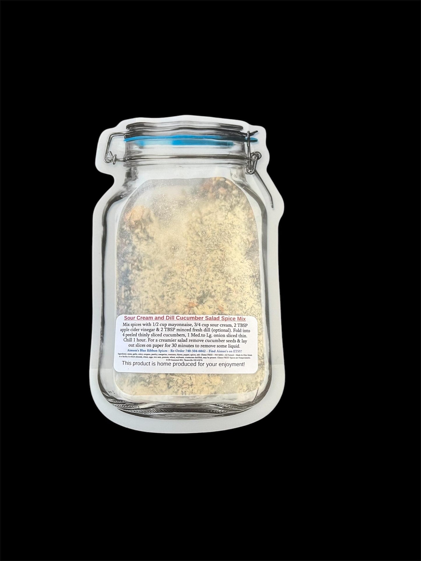 Sour Cream and Dill Cucumber Salad Spice Seasoning Mix - Fresh Cucumbers- Creamy Summer Garden Salad - Red Onions - Sour Cream - Dill Ranch