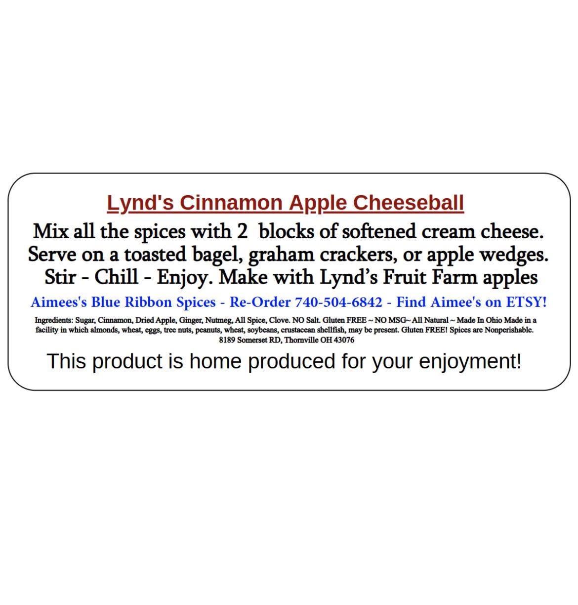 Cinnamon Apple Pie Cheese Ball Spice Seasoning Mixes Value 3 Pack Bulk Savings Makes a LARGE Cheese Ball~LYND Honey Crisp Great Gift Giving