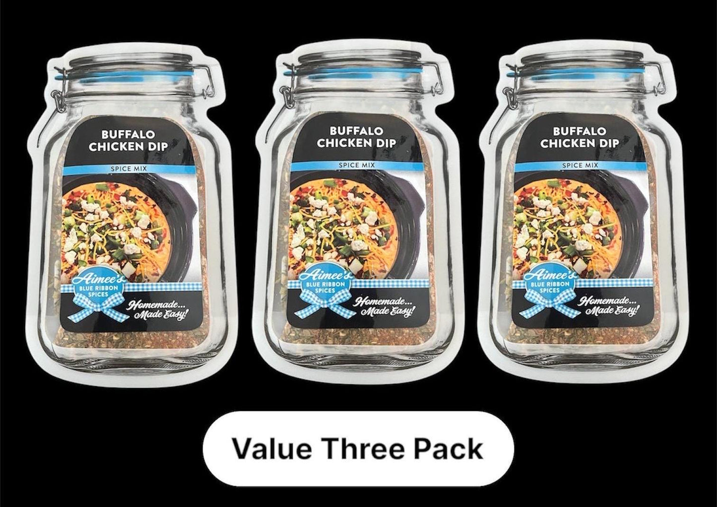 Buffalo Chicken Dip Spice Seasoning Mixes "Value 3 Pack Bulk Savings” 3 Spice Mix Dry Seasonings Packet- TOP! Seller-Appetizer-Tailgate Gift