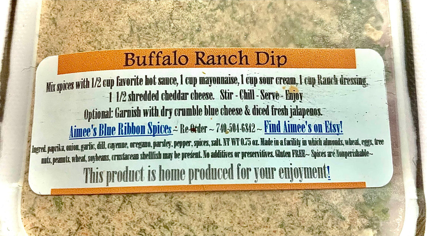 Buffalo Ranch Dip Spice Seasoning Mix - Crowd Favorite - Appetizer Dip - Dry Seasoning Packet - Tail Gate Party - Graduation Party- Chip Dip