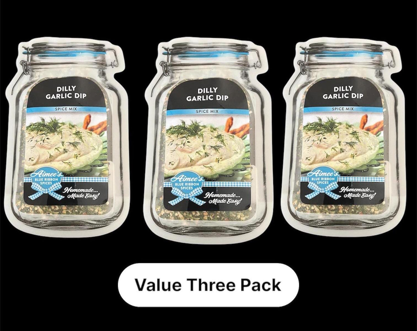 Dilly Garlic Dip Spice Mixes "Value Three Pack Bulk Savings” So GOOD! You'll need 3 - Chip Dip - Veggie Dip - Gluten Free - TOP Seller -Gift
