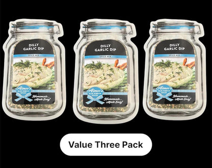 Dilly Garlic Dip Spice Mixes "Value Three Pack Bulk Savings” So GOOD! You'll need 3 - Chip Dip - Veggie Dip - Gluten Free - TOP Seller -Gift