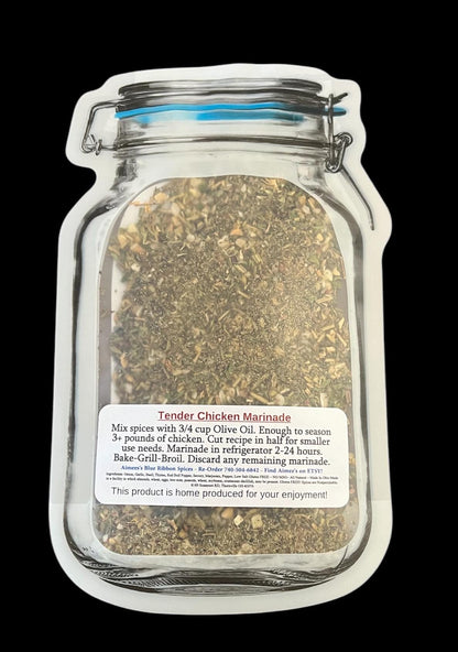 Tender Chicken Marinade Spice Seasoning Mix ~ Dry Spice Mix ~ Great used on Any Meat ~ Gift Basket Item ~ Spices Gluten Free ~ Olive Oil