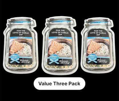 For The Love Of Garlic Dip Spice Seasoning Mix ~ Value 3 Pack Bulk Savings ~ Chip Dip ~ Garlic Lovers Dream Dip Mix ~ Party Appetizer
