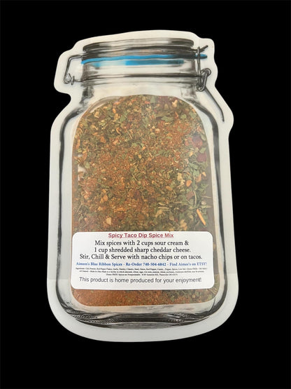 Spicy Taco Dip** Spice Seasoning Mix (NO SALT recipe) ~ Perfect for Layered taco Dip ~ Mexican Topping for taco Night ~ Tortilla Chip Dip
