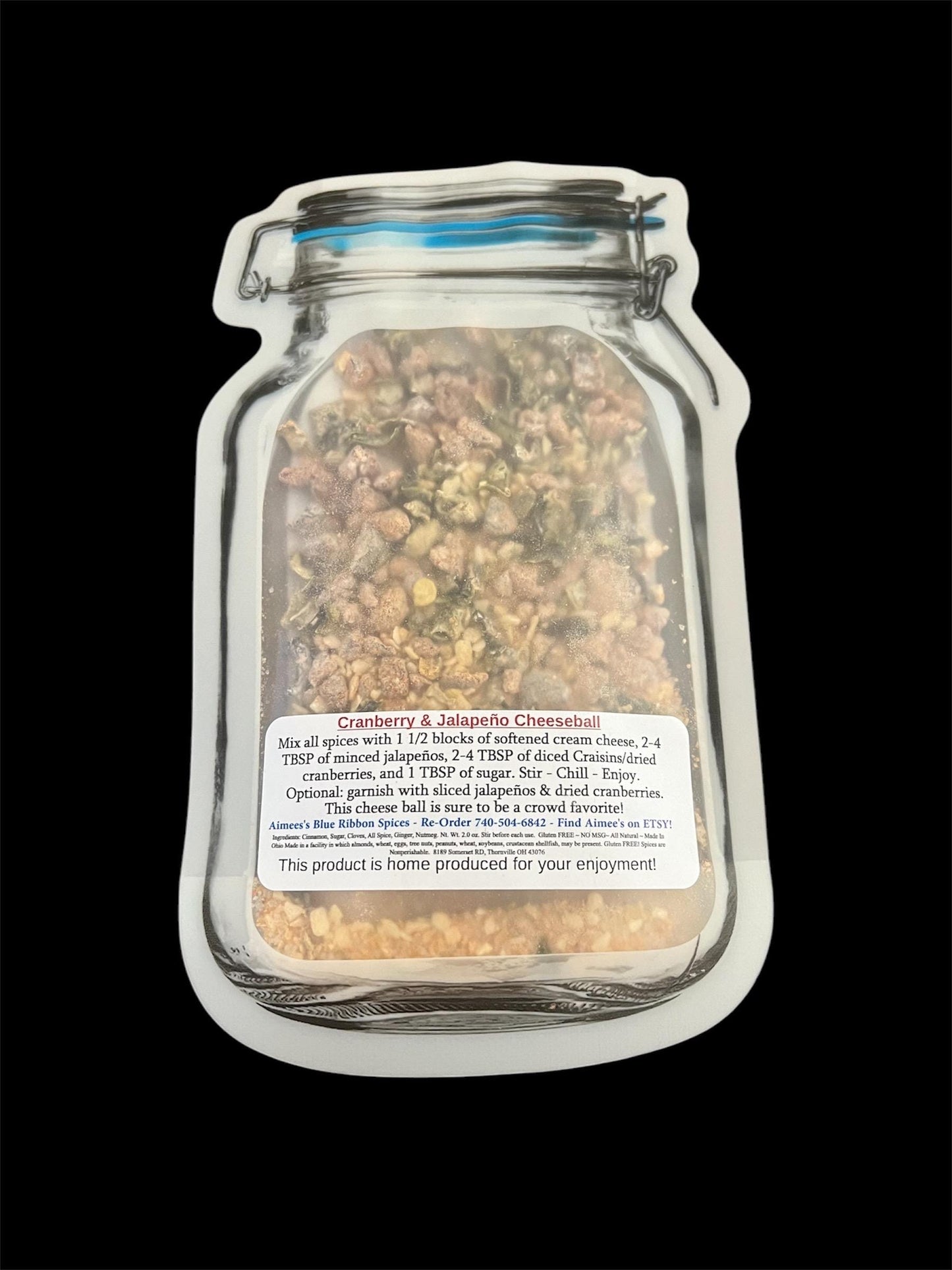 Cranberry & Jalapeno Cheese Ball ~Sweet/Heat Favorite ~VERY! Addictive ~ Spice Seasoning Mix (NO SALT) ~ Top! Selling Cheese Ball ~Appetizer