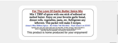 For The Love Of GARLIC Butter Spice Seasoning Mixes "Value 3 Pack Bulk Savings”~Garlic Bread ~Garlic Lovers Dream Great for Gift Giving