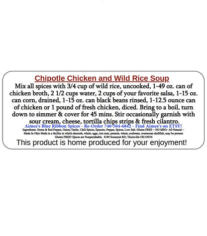 Chipotle Chicken & Wild Rice Soup Spice Seasoning Mix - 3 Pack Bulk Savings” Mexican Tortilla Soup Makes a Great Gift Spices are Gluten FREE