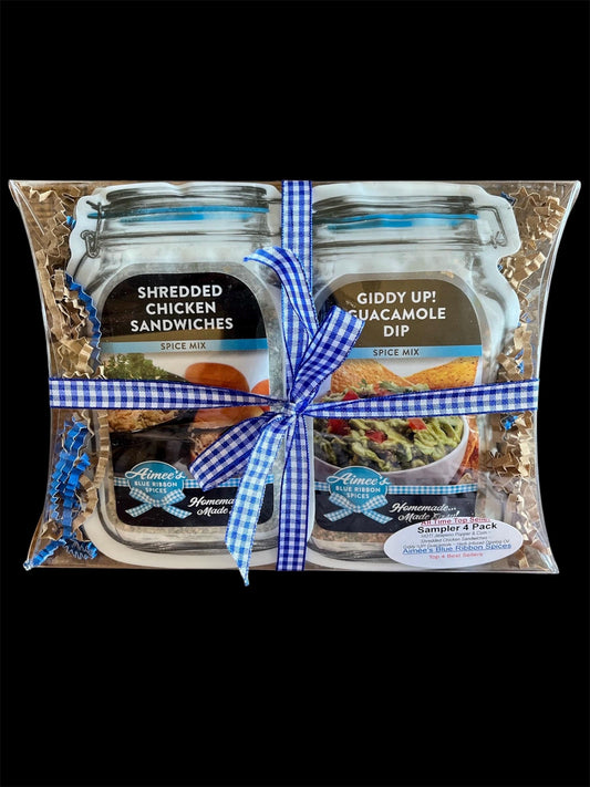 4 Pack Top Sellers -Shredded Chicken Sandwiches, Giddy Up Guacamole, Herb Dipping Oil & Hot Jalapeño Popper-Top Sellers Mixes Gift Wrapped