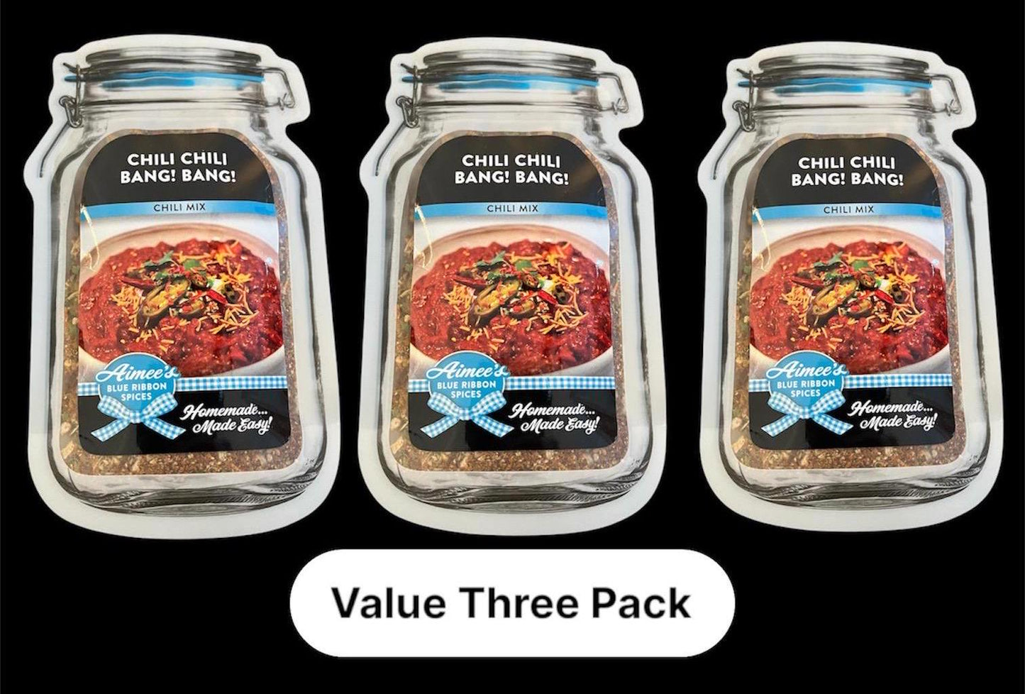 Chili Chili Bang! Bang! Soup Spice Mix “Value 3 Pack Bulk Savings” Family Meal- Spices are Gluten Free- Makes LARGE AMOUNT- Beans- Spicy-