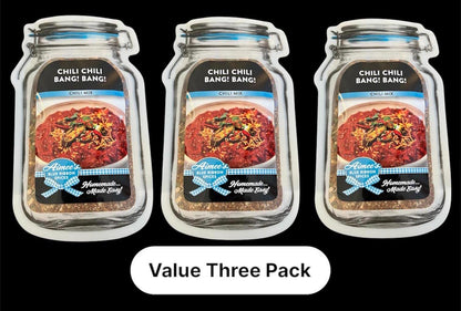 Chili Chili Bang! Bang! Soup Spice Mix “Value 3 Pack Bulk Savings” Family Meal- Spices are Gluten Free- Makes LARGE AMOUNT- Beans- Spicy-
