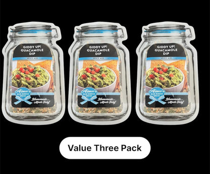 Giddy Up! Guacamole Dip Spice Seasoning Mixes and Recipe "Value 3 Pack Bulk Savings” ~Mexican Guacamole Dip &Tortilla Chips ~YUM! Great GIFT