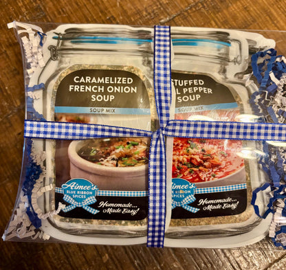 Soup Lovers 4 Pack Spice Mixes Favorites Gift Wrapped ~ 4 Packets of Jens Potato, Chipotle Chicken, Caramelized Onion, Stuffed Bell Pepper