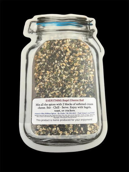 EVERYTHING Bagel Cheese Ball**Spice Seasoning Mix~Makes a LARGE Cheese Ball Great for Gift Giving~Gift Baskets~Cream Cheese Soft or Regular