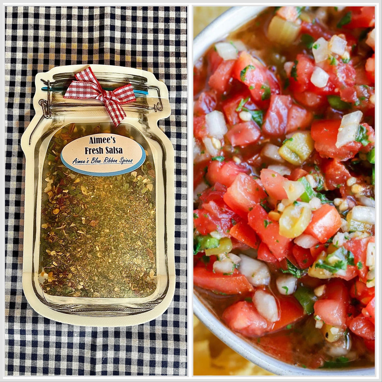 Aimee’s Fresh Salsa Spice Seasoning Mix Homemade Salsa - Fresh - Tomatoes - Cilantro - Onions - Tortilla Chip Dip - Nachos -Layered Taco Dip