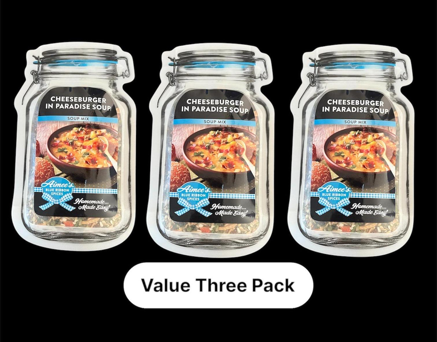 Cheeseburger In Paradise Soup Spice Seasoning Mix “Value 3 Pack Bulk Savings” 3 Soup Mix Packets - Hearty Family Meal - Crowd Favorite - YUM