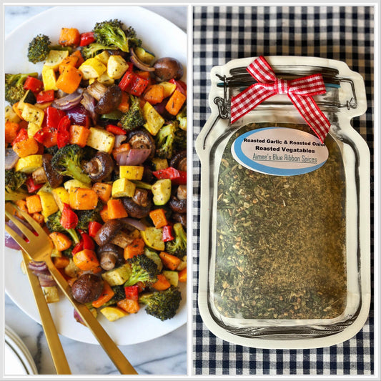 Roasted Garlic, Roasted Onion & Roasted Vegetables Spice Mix Seasonings Spices are Gluten Free Fresh Veggies Herbs Makes Large Family Recipe