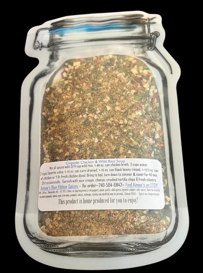 Chipotle Chicken and Wild Rice Soup** Tortilla Soup Spice Seasoning Mix (NO SALT version) -Mexican -Gluten Free Spices -No MSG - Hearty -Yum