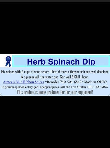 Herb Spinach Dip Spice Seasoning Mixes "Value 3 Pack Bulk Savings” Great for Gift Giving Spices are Gluten FREE and Full of Flavor Bread Dip