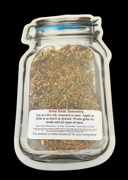Great Steak Seasoning Spice Mix ~ Grilling- Roasted Herbs- Dry Spice Mix- Gluten Free Spices-NO Additives-FULL of Flavor! -Ribeye-Sirloin-